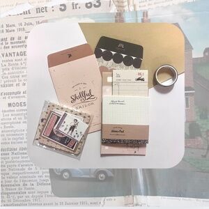 🆕 🎉 vintage minimal retro memo pad junk journal ephemera stationery set